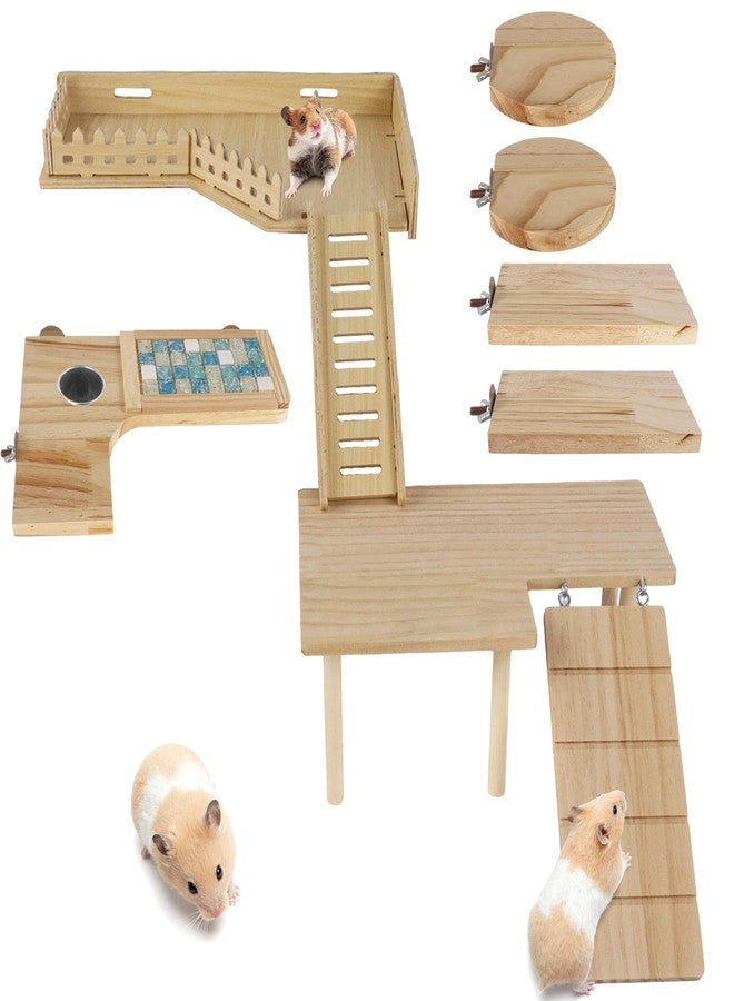 Dmnnlp Wooden Hamster Cage Platform, Chinchilla Ledges, Activity Playground Habitat Decor, Hamster Cage Accessories for Dwarf Syrian Guinea Pigs Gerbil Rat Mice or Small Pets - Image 1